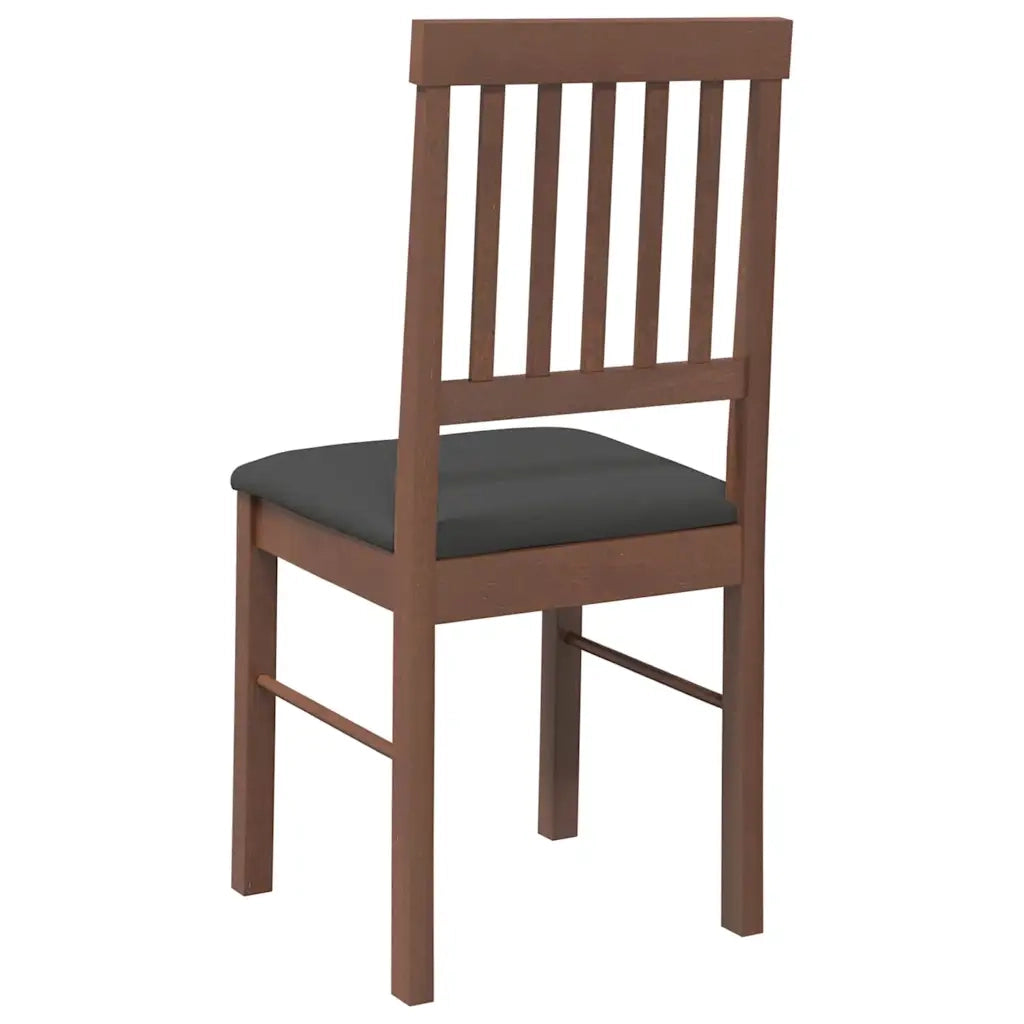Sedie da Pranzo con Cuscini 2pz Marrone Legno Massello di Hevea 4102426