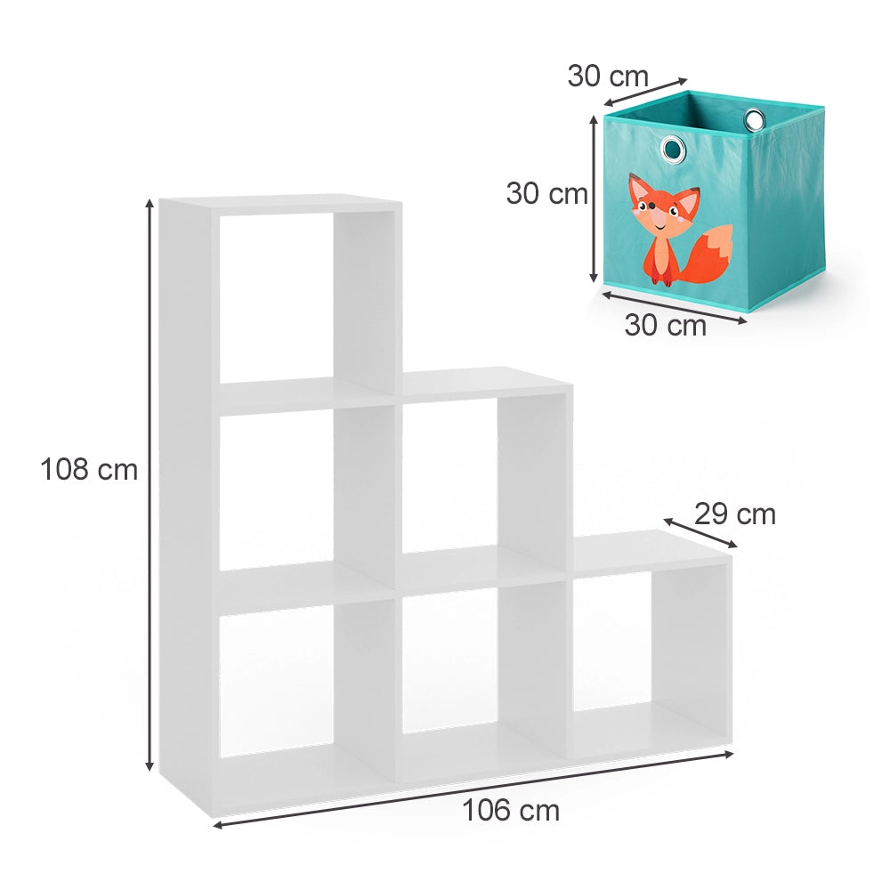 Vicco Scaffale per scale Bianco 107.2 x 107.8 cm con scatole pieghevoli opt.1