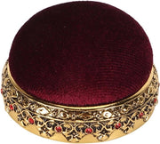 Cuscino per spillatura a forma rotonda con base in metallo leggero - cuscino portatile per spillatura per sarti - ideale per principianti e professionisti - disponibile in diverse colori.
