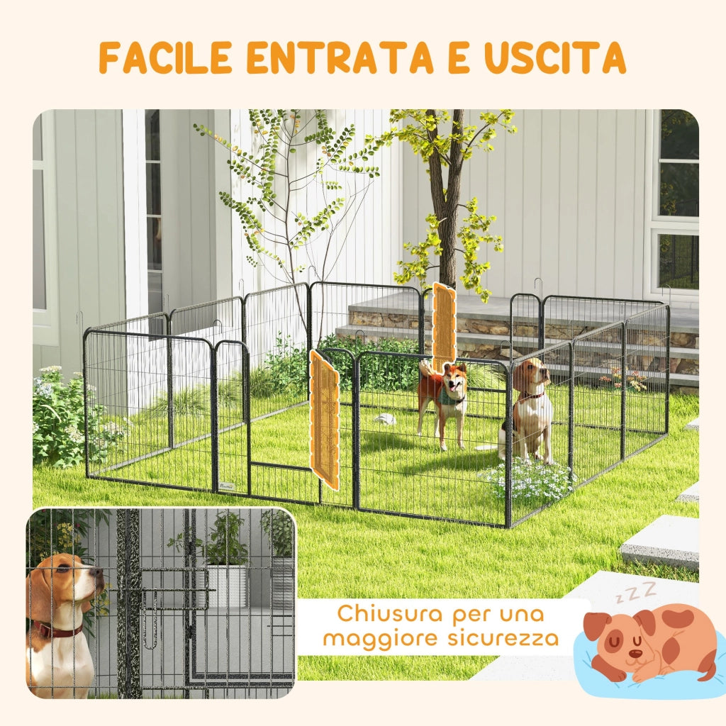 Recinto per Cani 12 Pannelli Pieghevole ¨C zephmum ¨C Grigio 80x150x80 cm