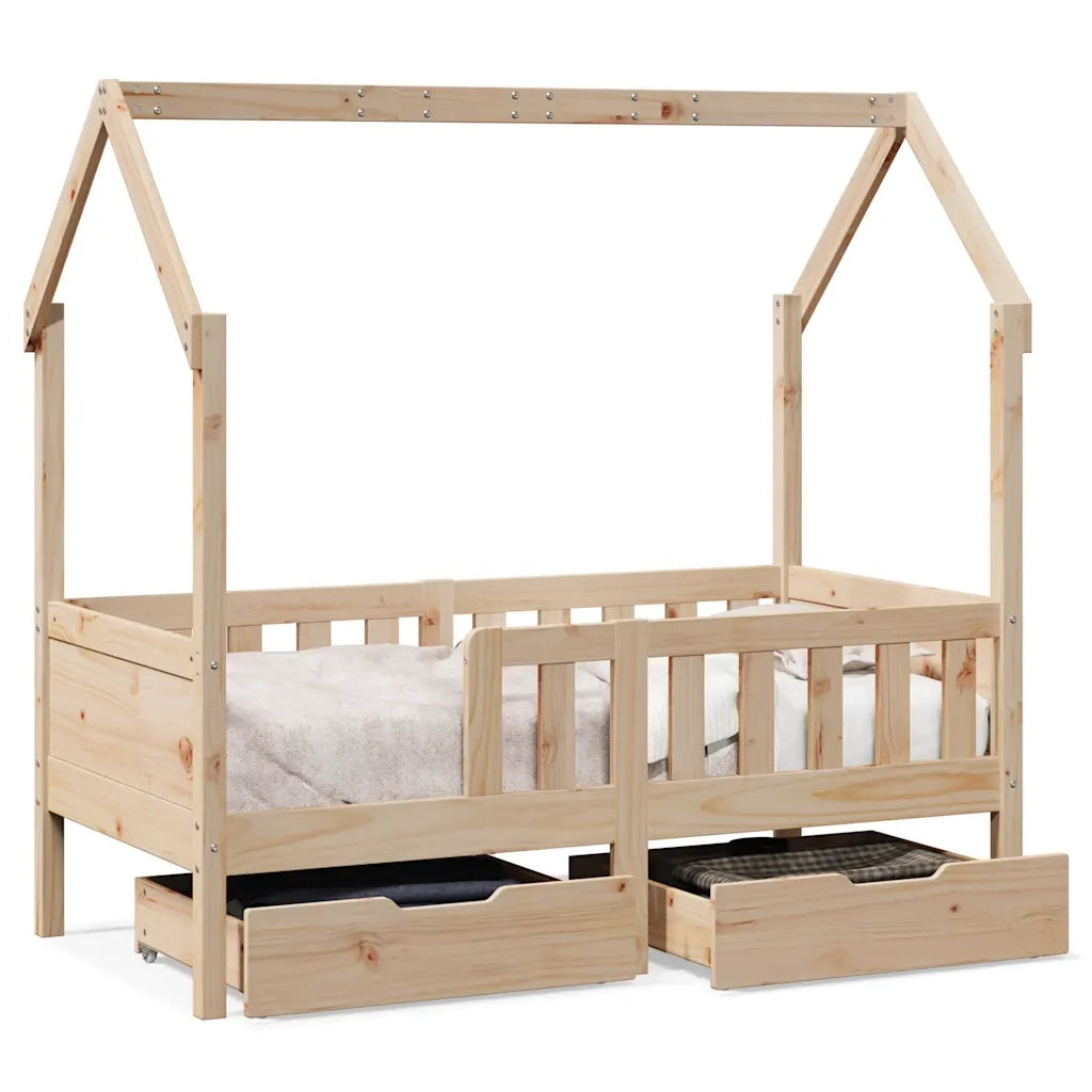 Giroletto per Bambini con Cassetti 80x170cm Legno Massello Pino 3302041