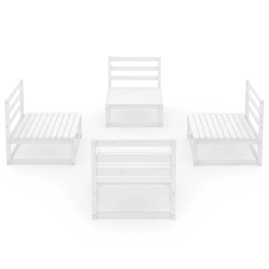 Set Divani da Giardino 4 pz Bianco in Legno Massello di Pino cod mxl 44117