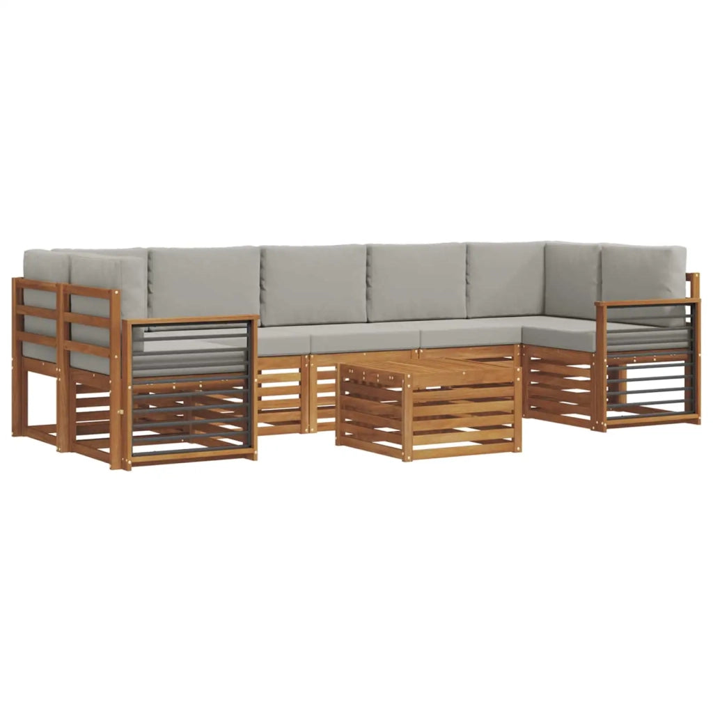 Set di divani da esterno 8 pcs Grigio Naturale e Chiaro