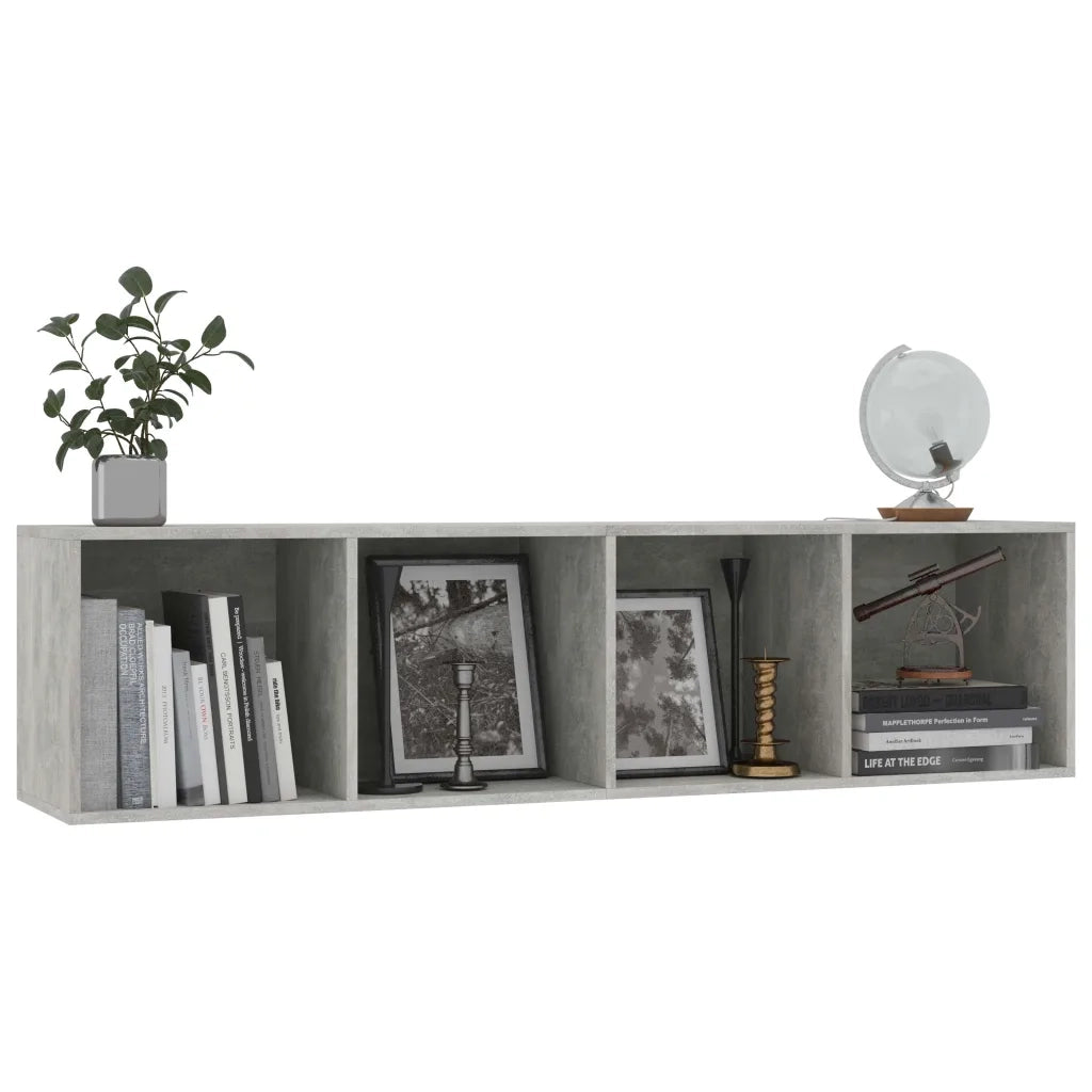 Libreria-Mobile TV Grigio Cemento 143x30x36 cm