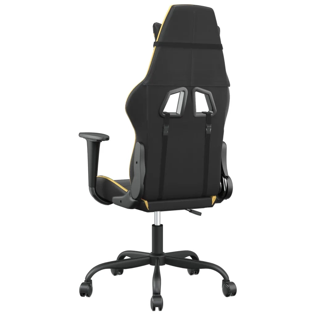 Sedia da Gaming | Sedia da e-sports Massaggiante Nero e Oro in Similpelle