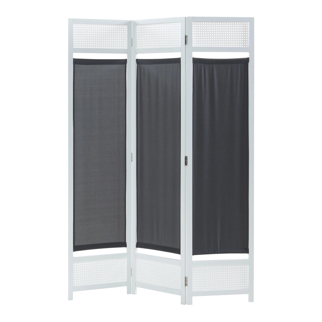 Paravento Pieghevole Dorotea per Interni Separè a 3 Pannelli 120 x 170 cm Bianco / Grigio Scuro [en.casa]
