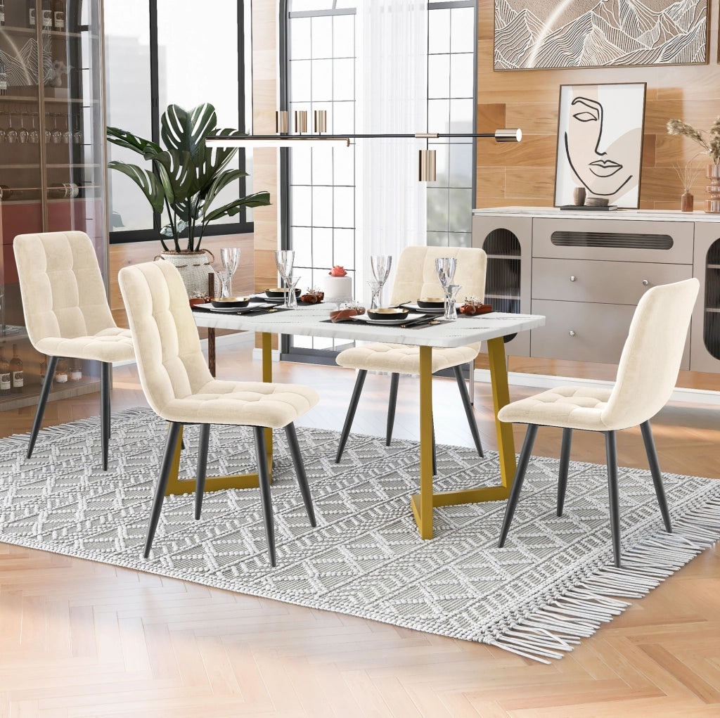 Tavolo da pranzo con 4 sedie moderno; MDF; beige