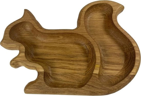 Dienblad decorativo in legno - piccolo vassoio artigianale - disegno di scoiattolo carino per noci, semi e frutta essiccata - vassoio di tapas in legno di alta qualità. (scoiattoli)