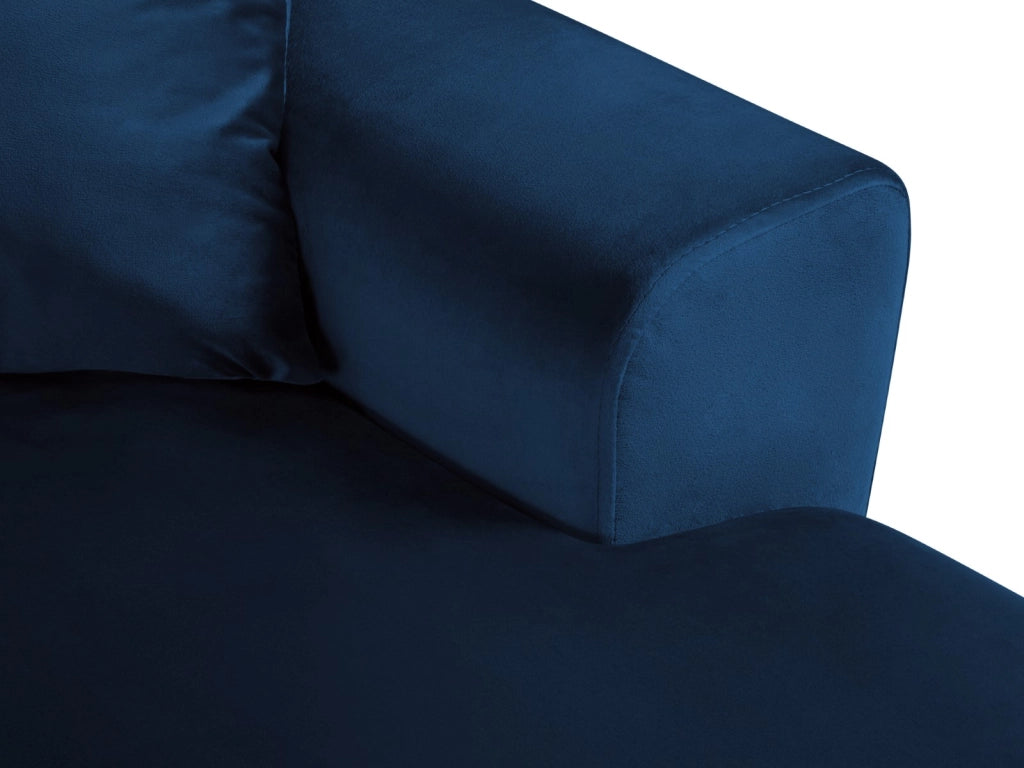Cosmopolitan Design - Divano panoramico convertibile sinistro con contenitore "Kyoto" 7 posti in velluto blu reale 