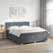 Letto con Box Spring, Materasso e LED Grigio Scuro 140 x 200 cm 3452193