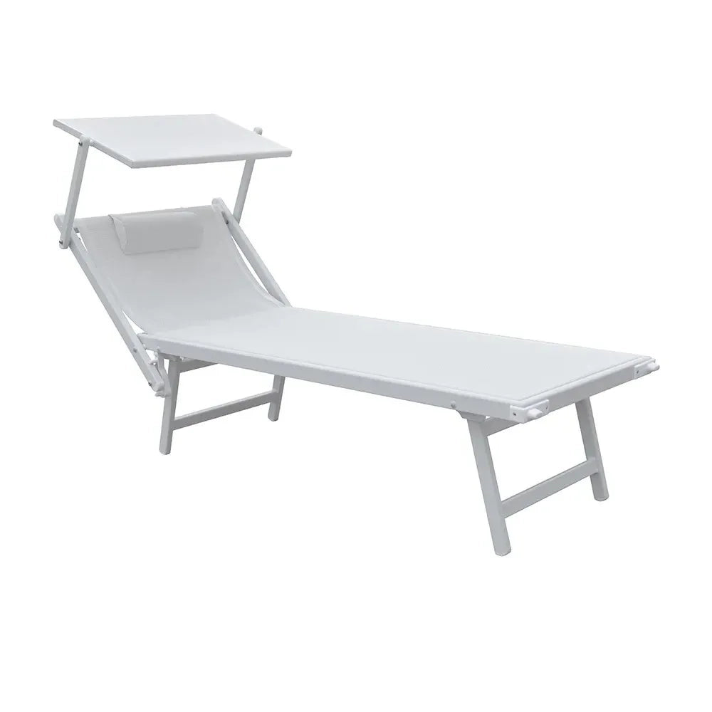 Tempo Style - Lettino Prendisole Bianco con Parasole e telaio bianco
