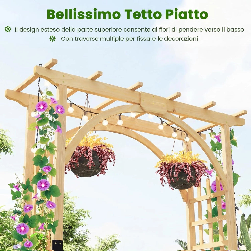 Arco da Giardino in Legno, Pergola da Esterno per Piante Rampicanti, Pergolato per Matrimonio e Feste, da Giardino, Patio e Cortile (Modello 3)