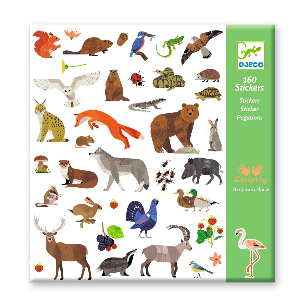 160 Adesivi Fauna,Djeco,eta 4-7 anni