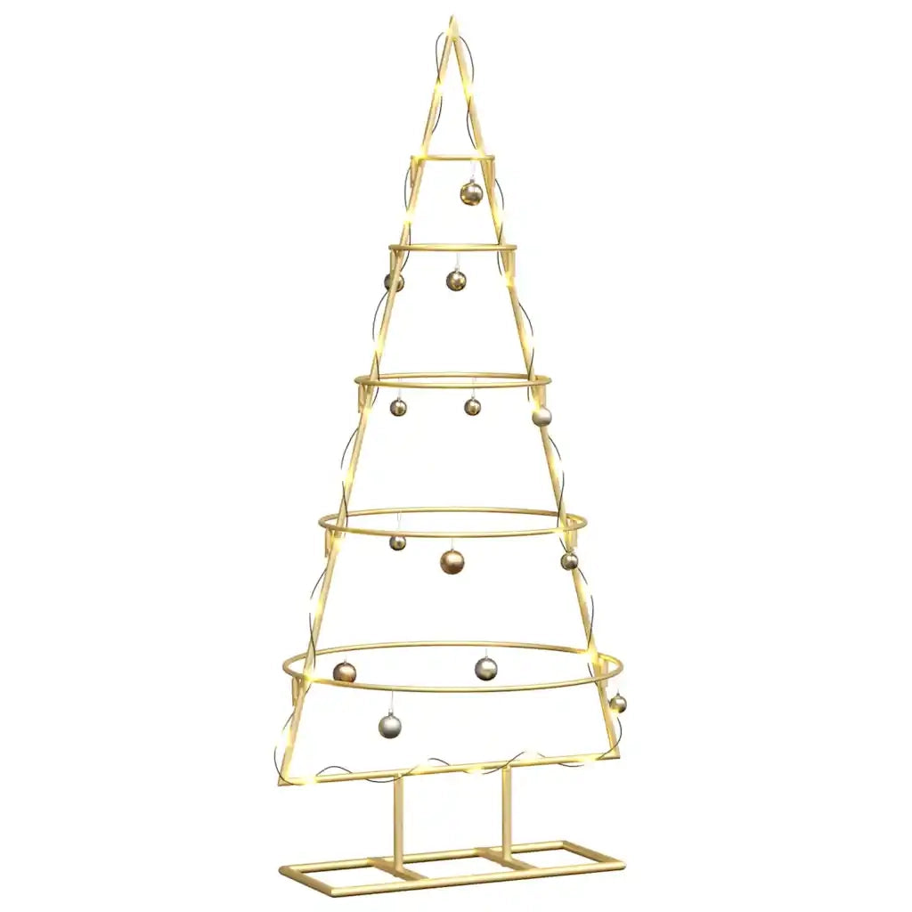 Albero di Natale | Decorazioni natalizie in metallo con supporto Oro 90 cm