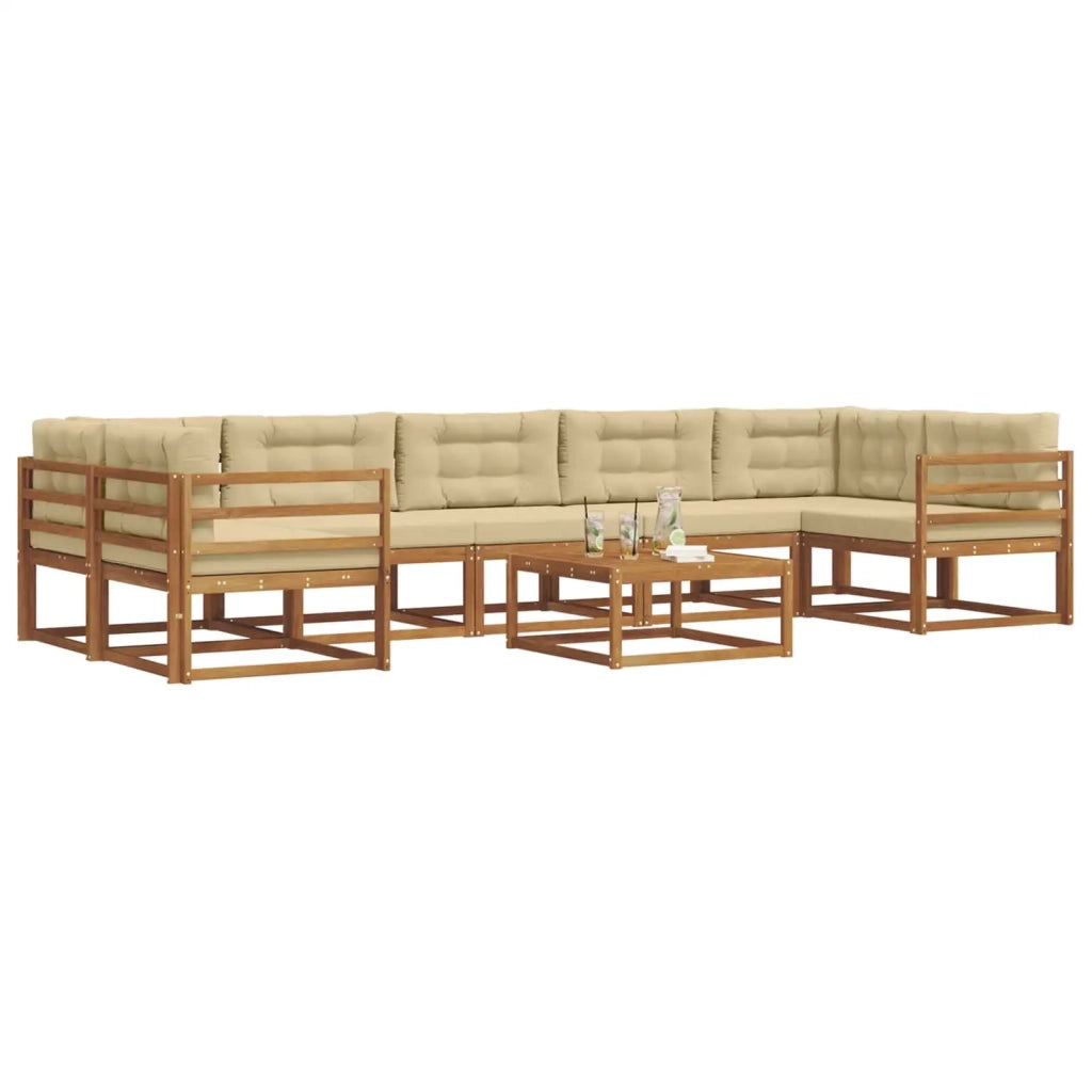 Set di divani da esterno con cuscino 8 pcs Naturale e Beige