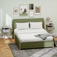 Set da 2 Comodini Sospesi per Camera da Letto con Cassetto e Mensola in Legno 35x32x22.5cm,Grigio