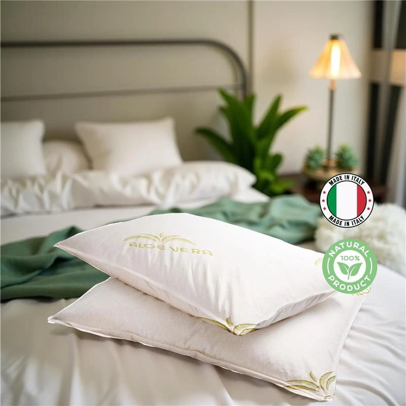 HYDRA VIVA COPPIA CUSCINI GUANCIALE MEMORY ALOE VERA SFODERABILE 100% NATURALE 72 X 42 X H13