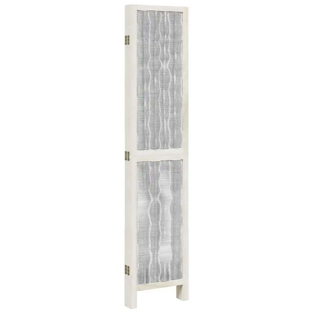 Divisorio Ambienti 5Pannelli Bianco Legno Massello di Paulownia 358678