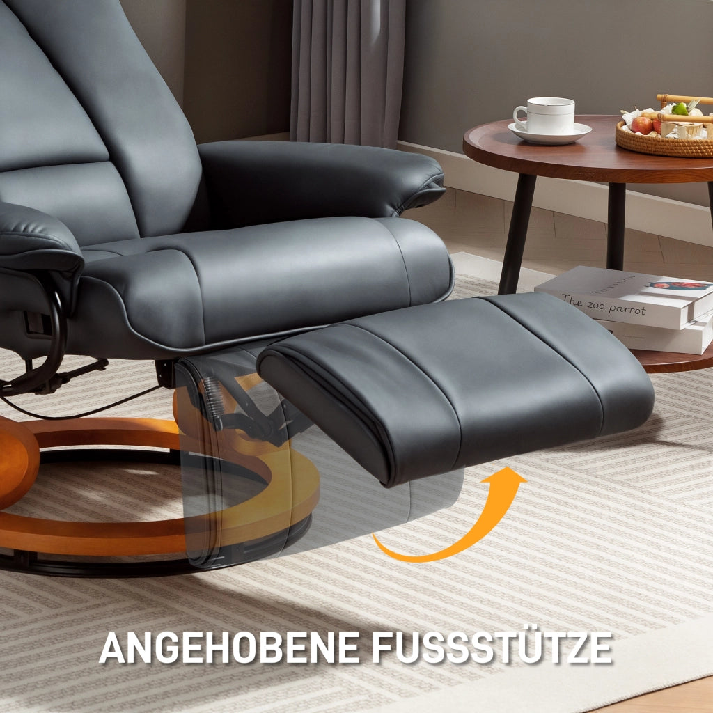 Poltrona relax reclinabile girevole ¨C Xylo ¨C similpelle grigio scuro, 150 kg