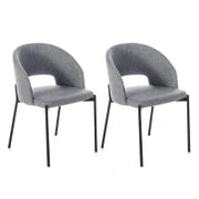 E-STYLO Sedia in tessuto grigio chiaro con gambe in metallo antracite, imbottita, 52cm X 55.5cm H. 78.5cm.