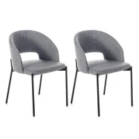 E-STYLO Sedia in tessuto grigio chiaro con gambe in metallo antracite, imbottita, 52cm X 55.5cm H. 78.5cm.