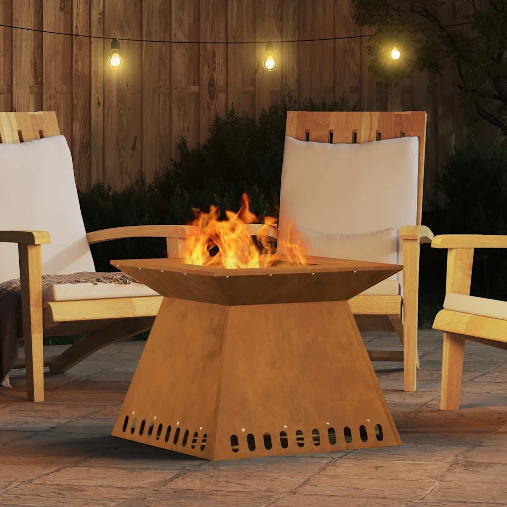 Focolare-Stufa-Camino Marrone 60 x 60 x 50 cm acciaio corten