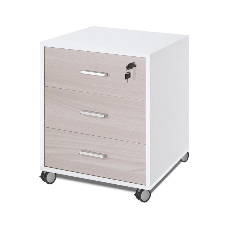 Cassettiera 3 Cassetti Bianco Fiammato cm 50x41x70h - Sarmog