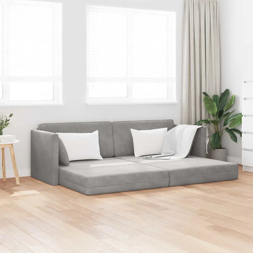 Divano-letto da pavimento-Sofa Letto-Daybed Grigio chiaro 213 x 70 x 77 cm