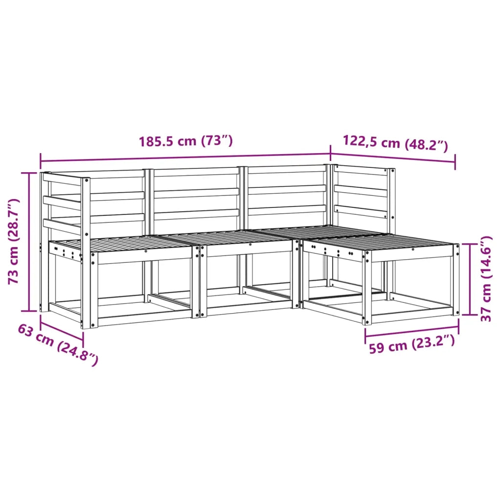 Set di divani da esterno 4 pcs Bianco 185,5 x 122,5 x 73 cm 3387438