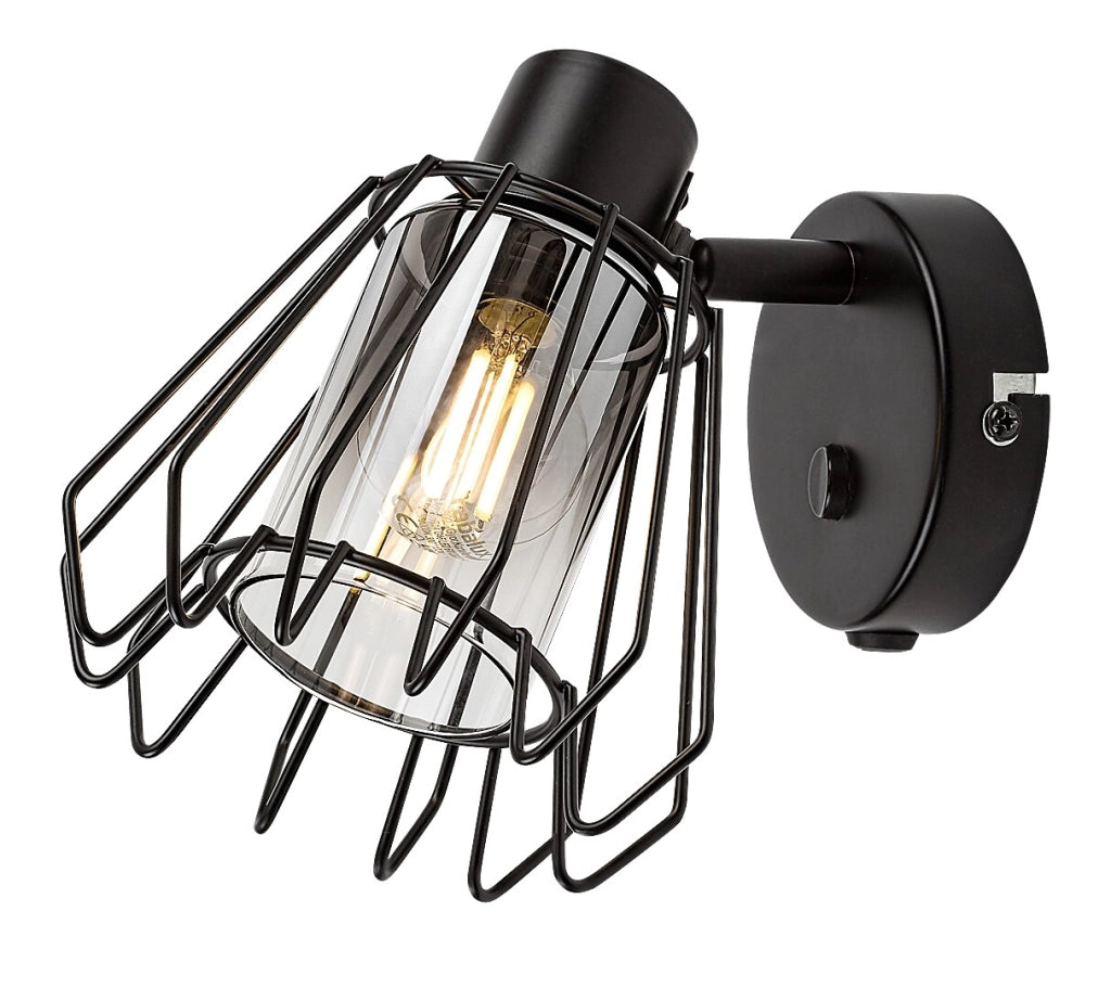Applique industriale nera orientabile vetro fumé E14 Rabalux