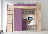 MOBILE LETTO SOPPALCO SCALETTA BAMBINI VERANA L cm H190x120x236 ROVERE VIOLA