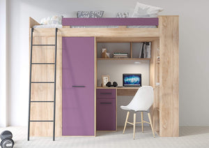 MOBILE LETTO SOPPALCO SCALETTA BAMBINI VERANA L cm H190x120x236 ROVERE VIOLA