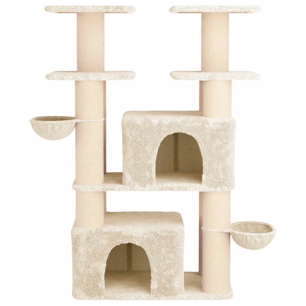 Albero per gatti con pali per graffiare in sisal 2 pz Crema 3422903