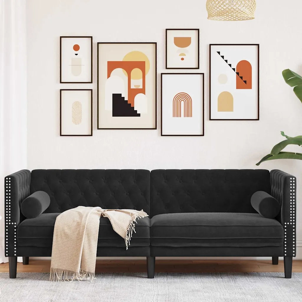 Divano Nero 194 x 74,5 x 70,5 cm Velluto