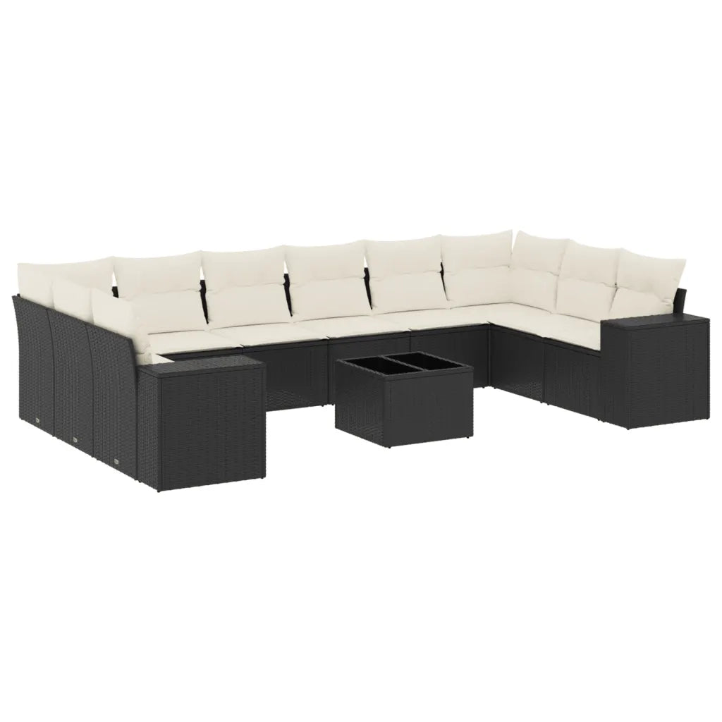 Set Divani da Giardino 11 pz con Cuscini in Polyrattan Nero 3255413