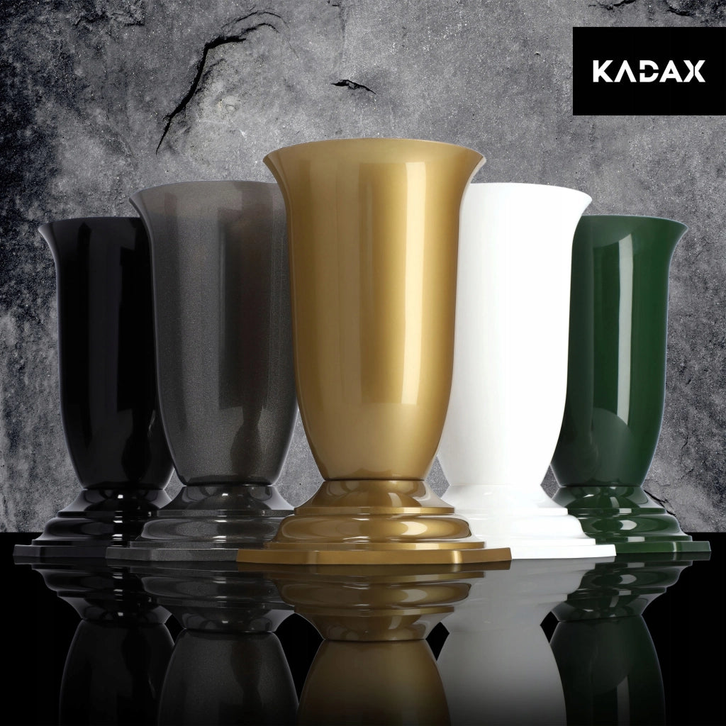 Vaso/bottiglia KADAX per cimitero, tomba, lapide, in plastica nera, 29 cm, resistente al gelo.
