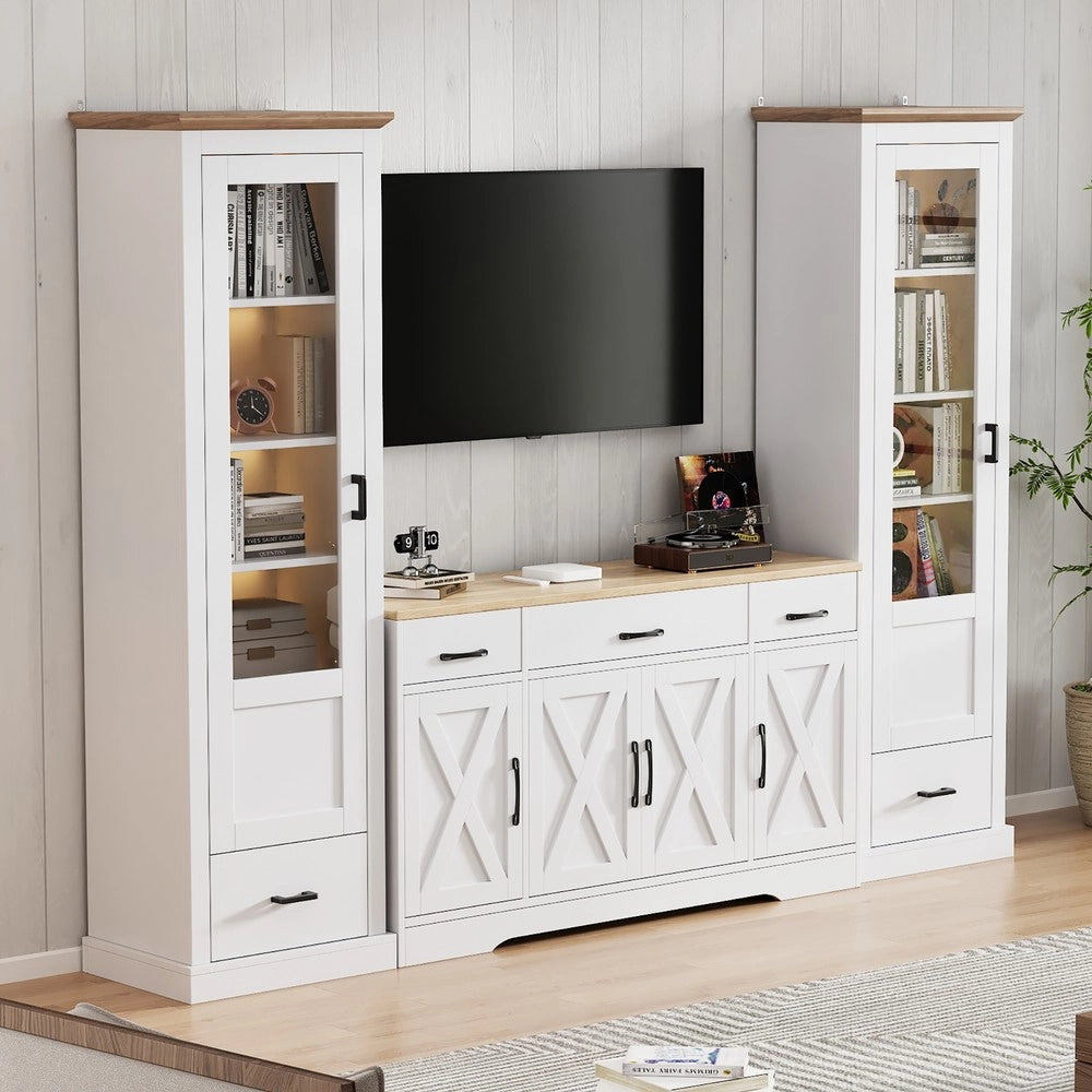 Vetrina LED con Anta in Vetro ¨C MINIMAL ¨C Bianco Opaco, 5 Ripiani, 178 cm