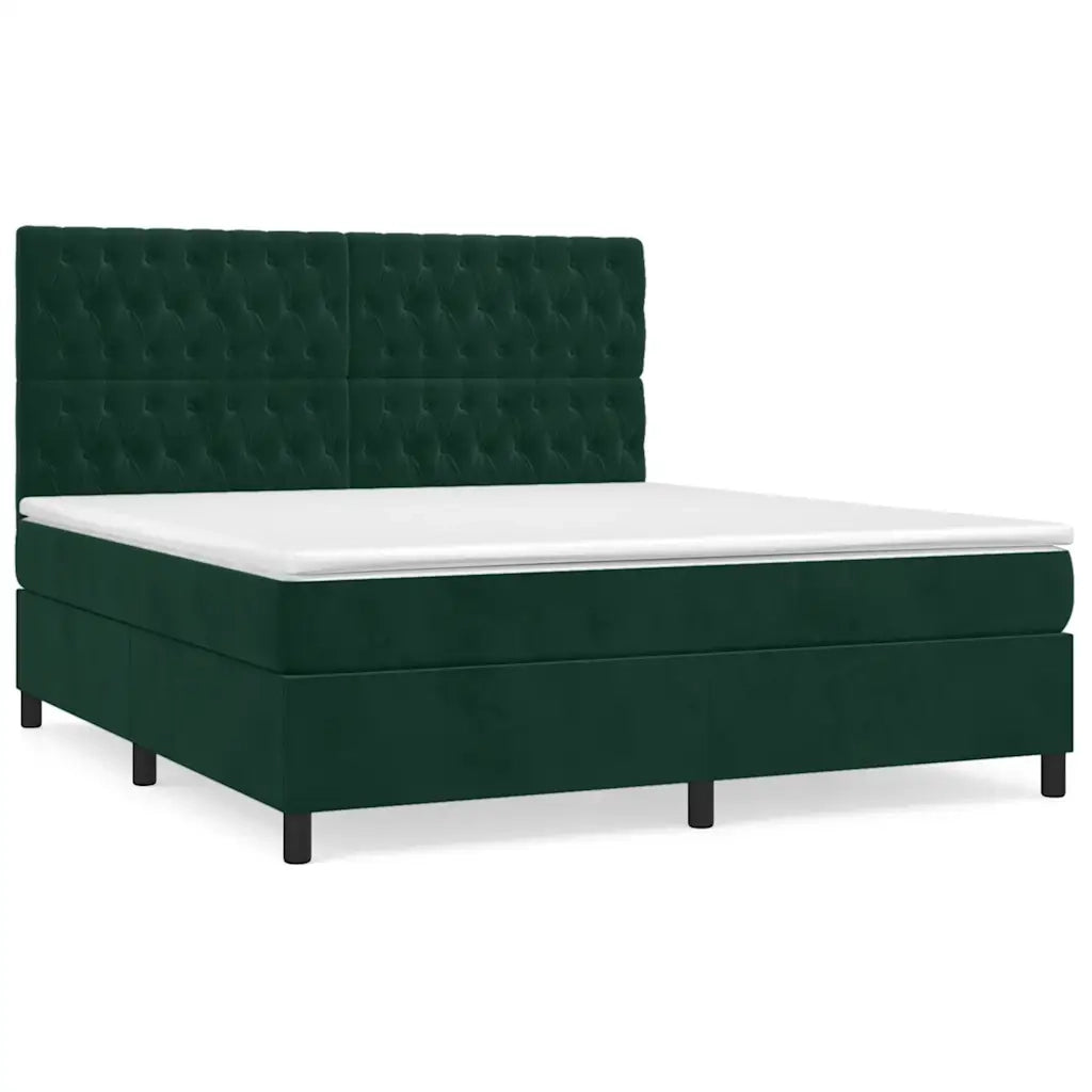 Giroletto a Molle con Materasso Verde Scuro 180x200 cm Velluto 3143220