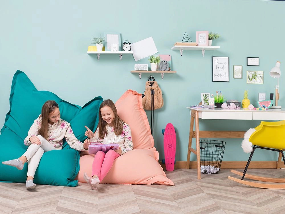 Pouf di seduta poltrona sacco Grande Rosa Pesca con Zip 140 x 180 cm