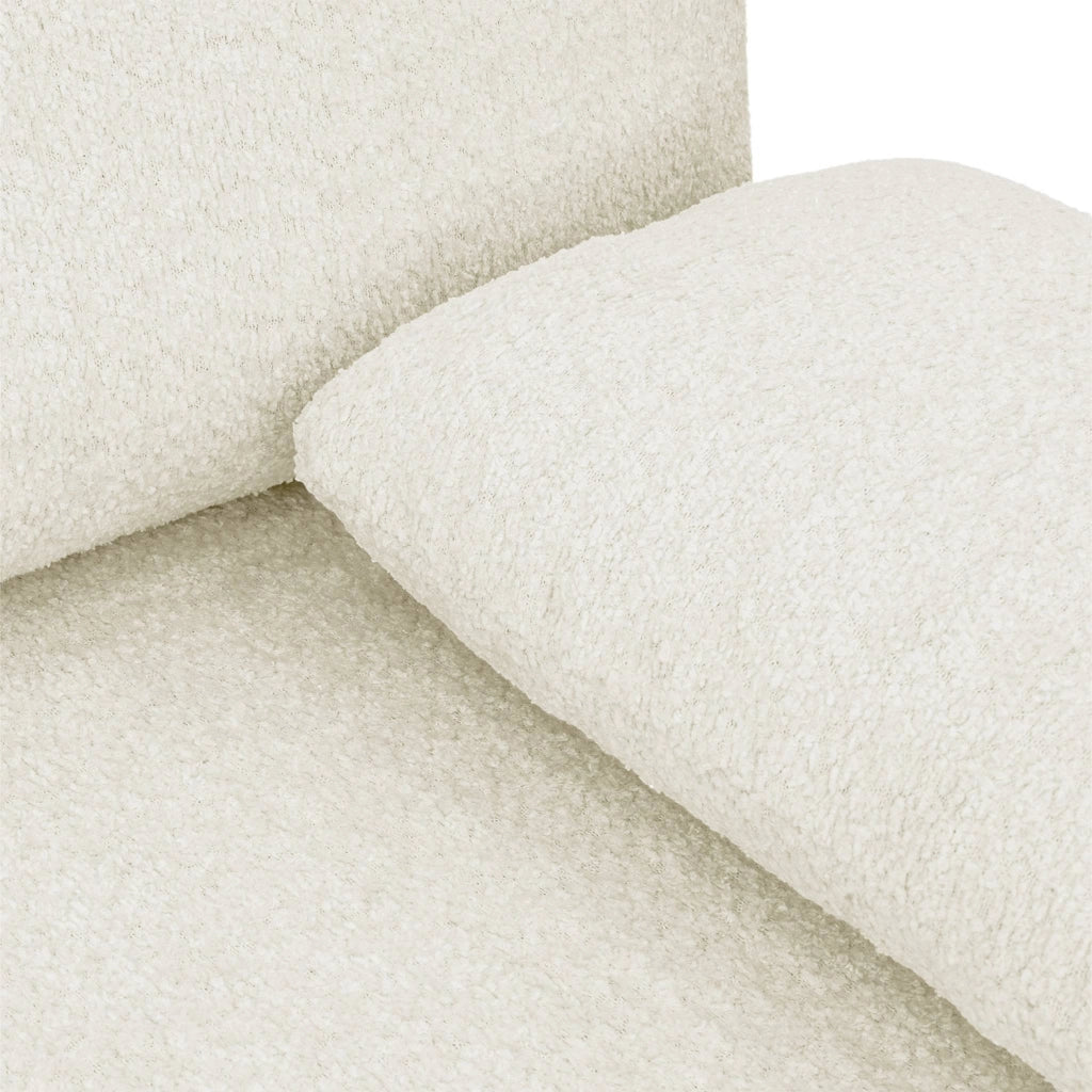 Divano letto bouclé, 3 posti, bianco sporco