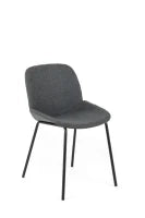 E-STYLO Sedia da pranzo in tessuto grigio scuro e gambe in metallo nero, 57cm X 46cm H. 80cm.