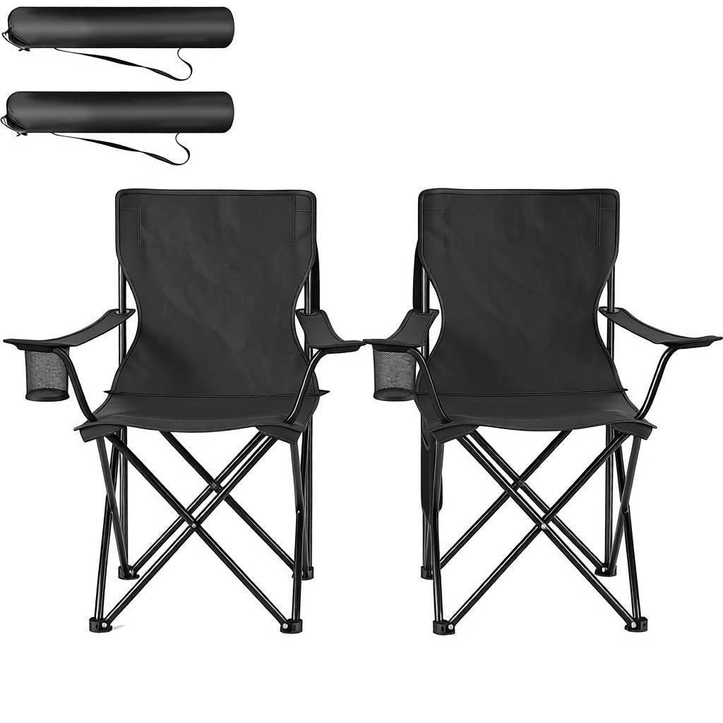 SEDIA PIEGHEVOLE DA CAMPEGGIO 47 x 76 x 80,5 cm Nera Set da 2 pezzi