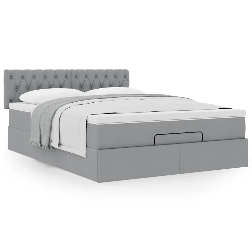 Pouf Letto con Materasso Grigio Chiaro 140x190 cm in Tessuto 3311539