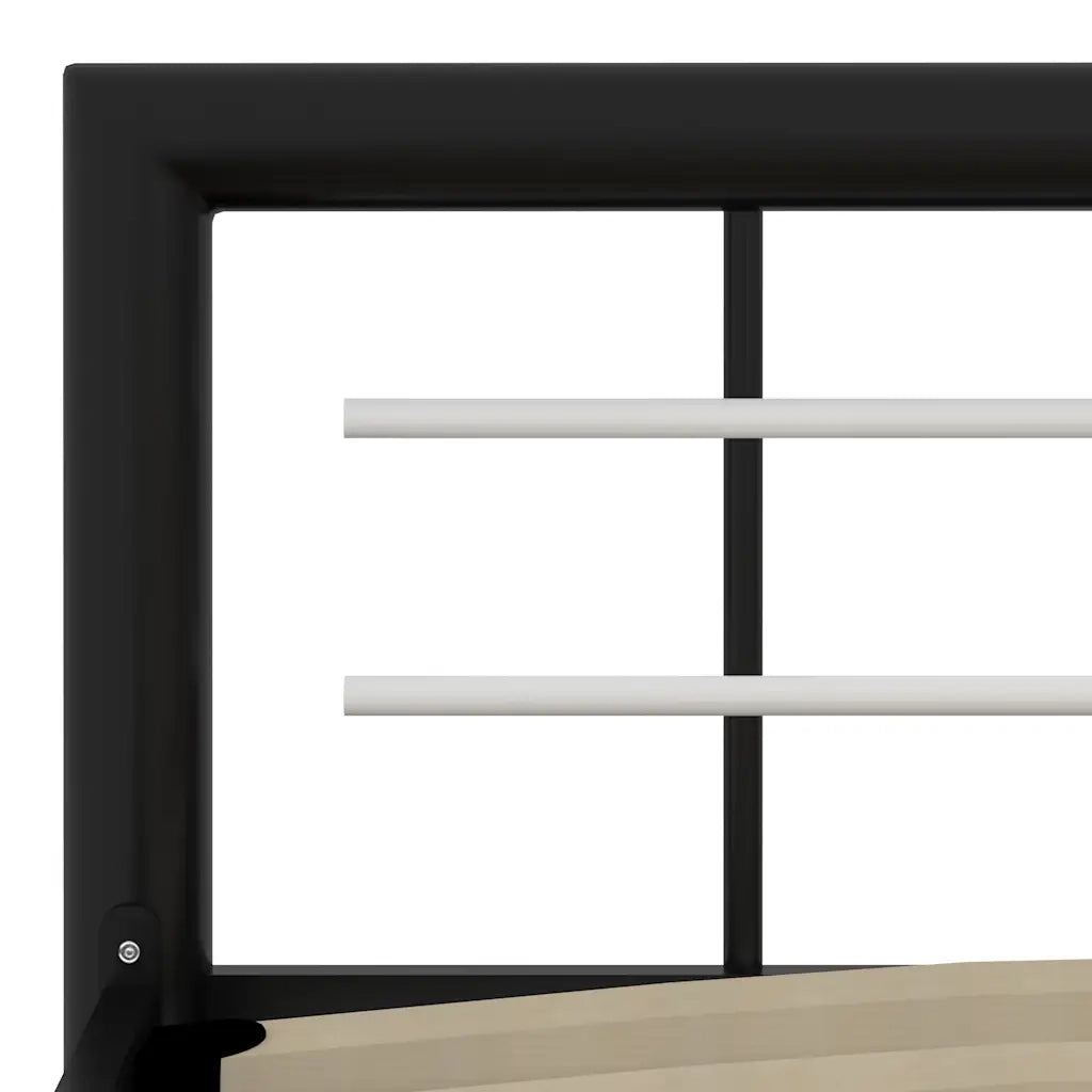 Letto matrimoniale | Letto per adulti | Giroletto Nero e Bianco in Metallo 180x200 cm