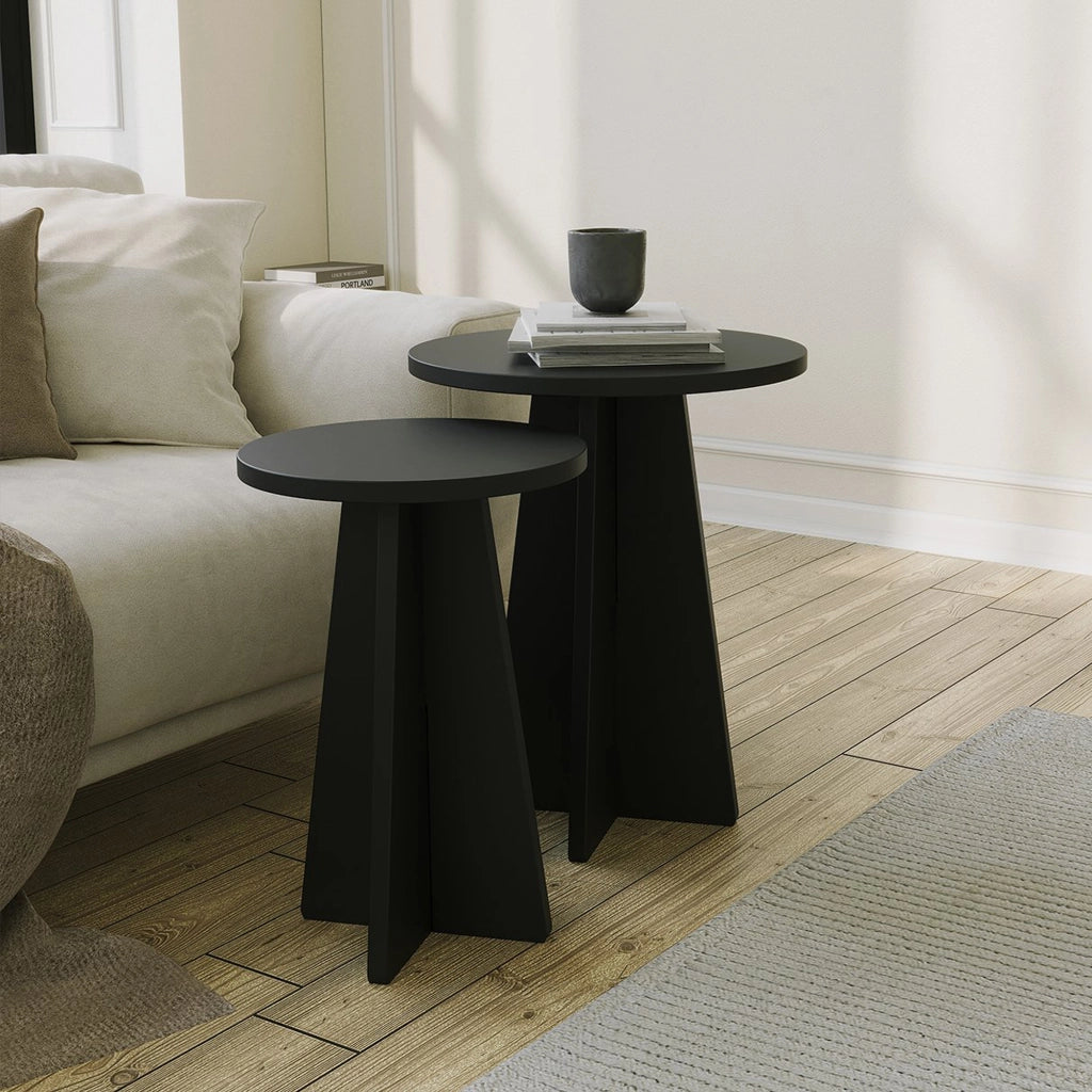 Dorina, Tavolino da Salotto set 2 Pezzi, 40x40x50h cm Nero