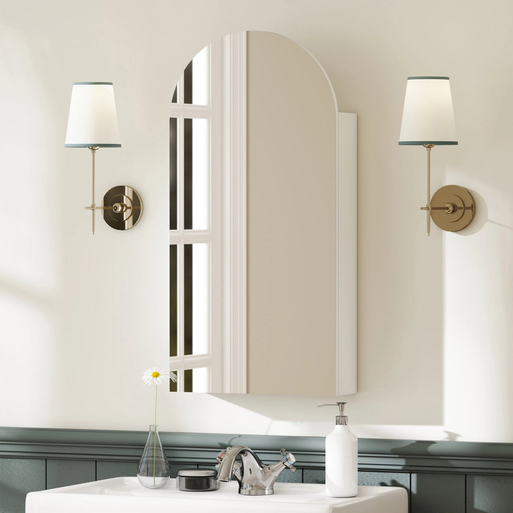 Armadio da bagno con specchio e ripiani in vetro ¨C zephmum ¨C bianco 60x30x