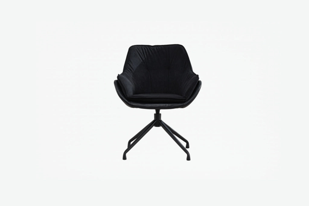 Poltrona girevole in ecopelle con seduta ergonomica e schienale avvolgente base in metallo nero 69 × 65 × 46 cm