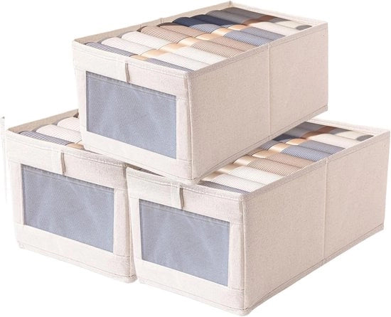 Cassetti di Stoccaggio Opportuni con Vetrina Translucida e Raffreddamento per Abbigliamento, Libri, Giocattoli e Lenzuola (3 Pezzi/Set)