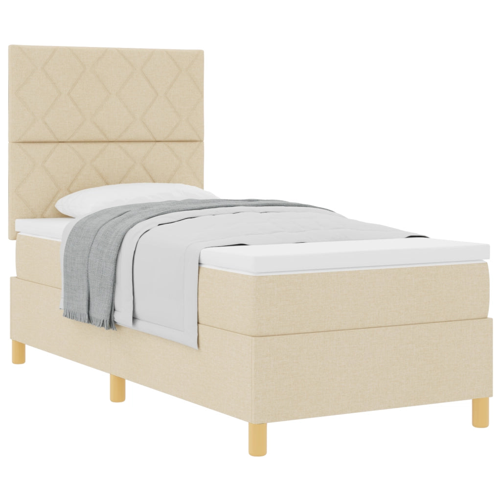 Letto con rete a molle Panna 100x200 cm Tessuto