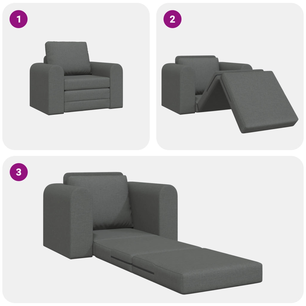 Divano Letto 2-in-1 Grigio Scuro 98x71x83 cm Tessuto